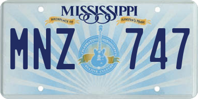 MS license plate MNZ747