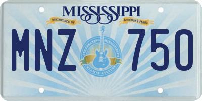 MS license plate MNZ750
