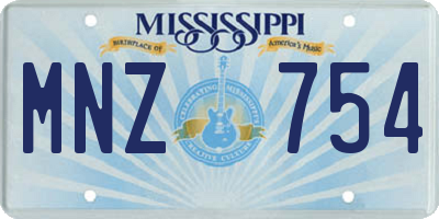 MS license plate MNZ754