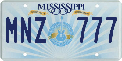 MS license plate MNZ777
