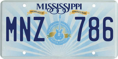 MS license plate MNZ786