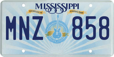 MS license plate MNZ858