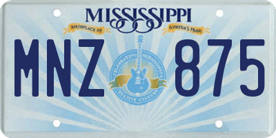 MS license plate MNZ875