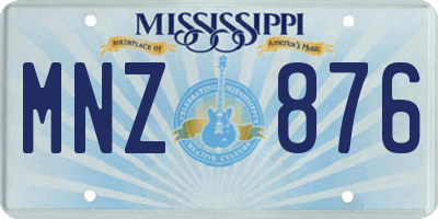 MS license plate MNZ876