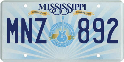 MS license plate MNZ892