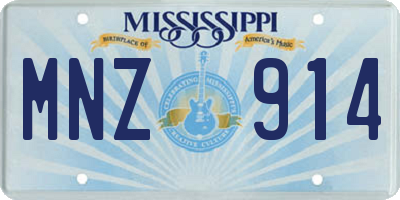 MS license plate MNZ914