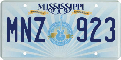 MS license plate MNZ923