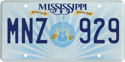 MS license plate MNZ929