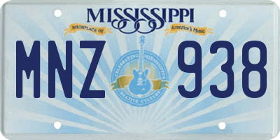 MS license plate MNZ938