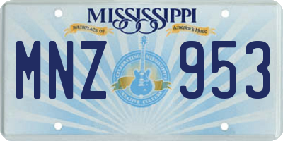 MS license plate MNZ953
