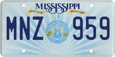 MS license plate MNZ959
