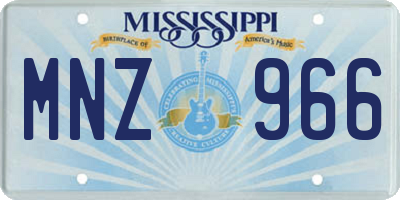 MS license plate MNZ966