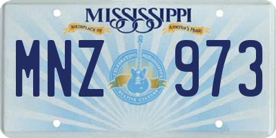 MS license plate MNZ973