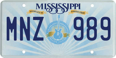 MS license plate MNZ989