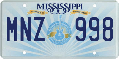 MS license plate MNZ998