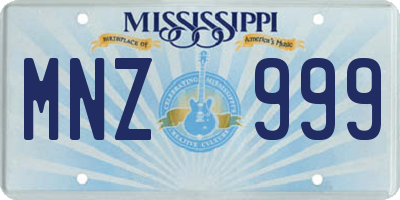 MS license plate MNZ999
