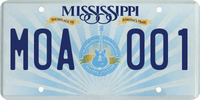 MS license plate MOA001