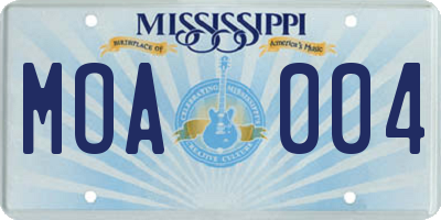 MS license plate MOA004