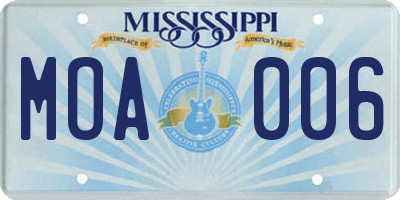 MS license plate MOA006