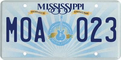 MS license plate MOA023