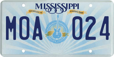 MS license plate MOA024
