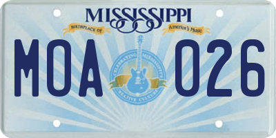 MS license plate MOA026