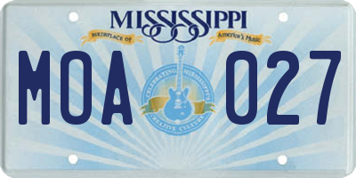 MS license plate MOA027
