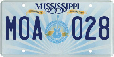 MS license plate MOA028