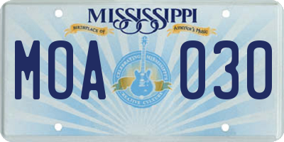 MS license plate MOA030