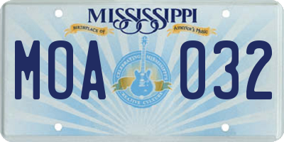 MS license plate MOA032