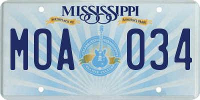 MS license plate MOA034