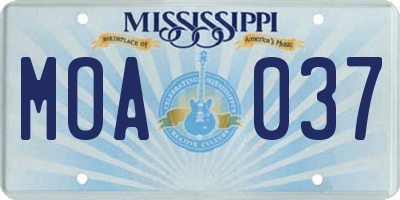 MS license plate MOA037