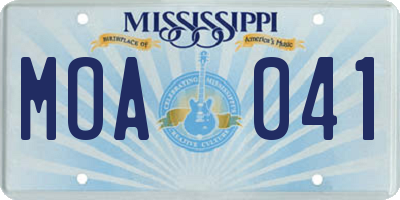 MS license plate MOA041