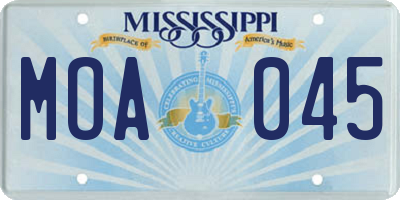 MS license plate MOA045