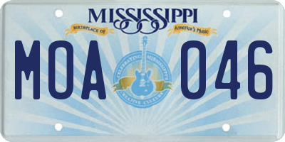 MS license plate MOA046