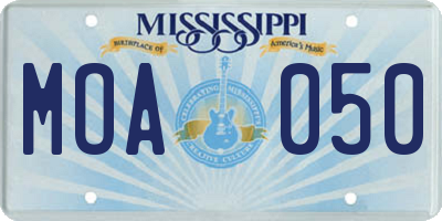 MS license plate MOA050
