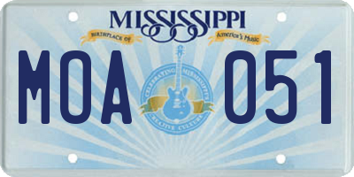 MS license plate MOA051