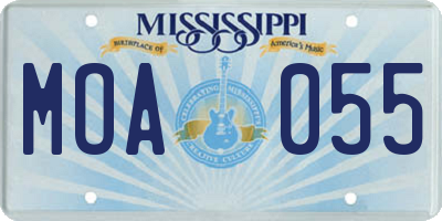 MS license plate MOA055