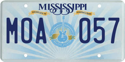 MS license plate MOA057