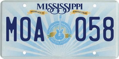 MS license plate MOA058