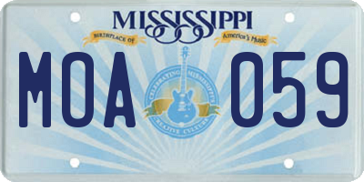MS license plate MOA059
