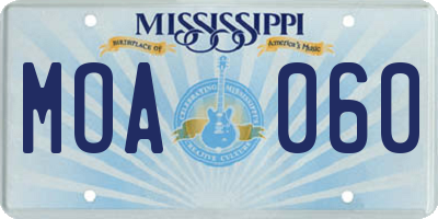 MS license plate MOA060
