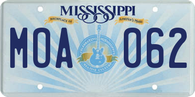 MS license plate MOA062