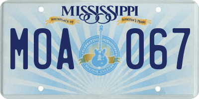 MS license plate MOA067