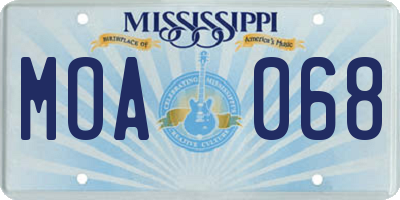 MS license plate MOA068