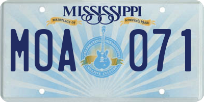 MS license plate MOA071