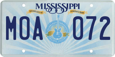 MS license plate MOA072