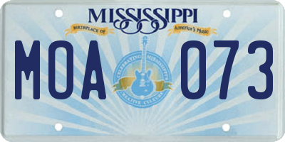MS license plate MOA073