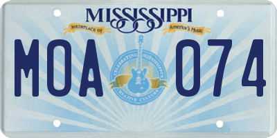 MS license plate MOA074
