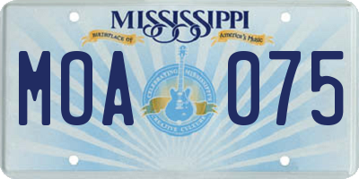 MS license plate MOA075
